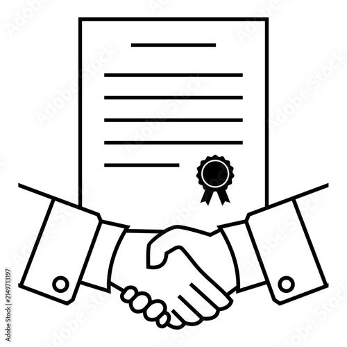 Professional Partnership Agreement Certificate with Handshake, symbolizing business partnership, trust, agreement, achievement, and successful collaboration. Icon Symbol Vector Design Illustration