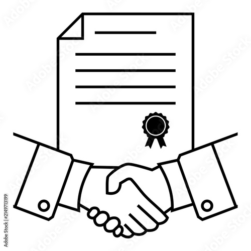 Professional Partnership Agreement Certificate with Handshake, symbolizing business partnership, trust, agreement, achievement, and successful collaboration. Icon Symbol Vector Design Illustration