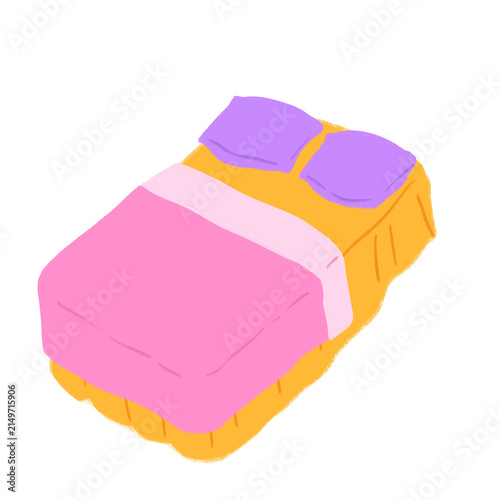 handdrawn bed illustration