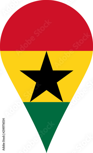 Ghana Flag Location Pin Map Marker Ghanaian Destination GPS Vector Icon