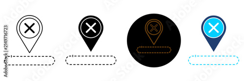 Four Distinctive Map Pin Icons With Cross Symbols