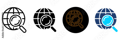 Four Distinct Icon Styles Of Global Search Symbols