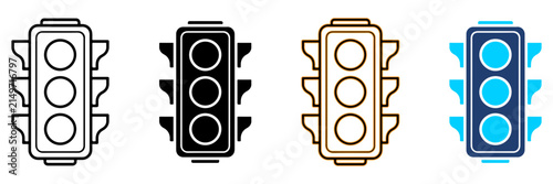 Four Different Styles Of Modern Traffic Light Icons