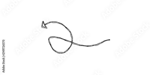 Hand Drawn Sketch Swirl Loop Arrow Element Isolated PNG