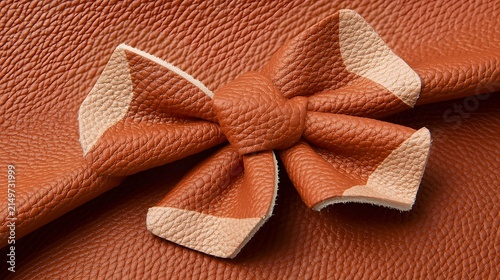 Stylish leather bow design on a textured orange purse with elegant craftsmanship