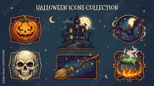 Vintage halloween-themed pixel art characters