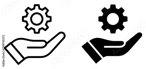 Canvastavla hand holding gear service icon set