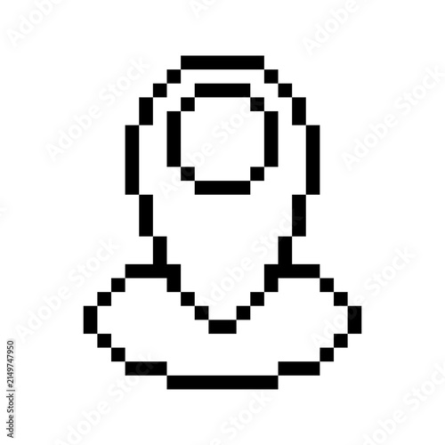 Pixel Art Digital GPS Location Pin Icon Isolated