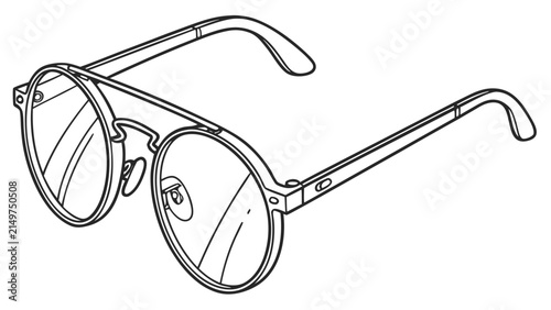 Vintage style round wireframe glasses illustration with spectacles, accessory