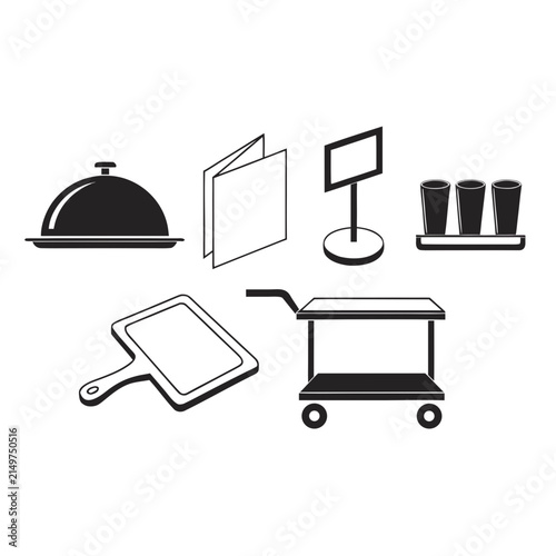 Hospitality and catering service equipment graphic icons with hospitality