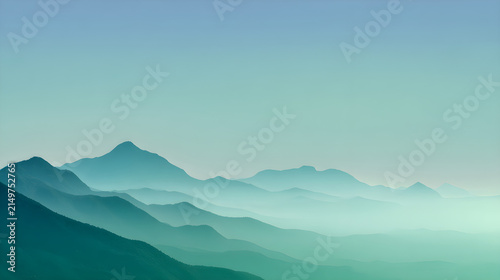 mountains in the fog