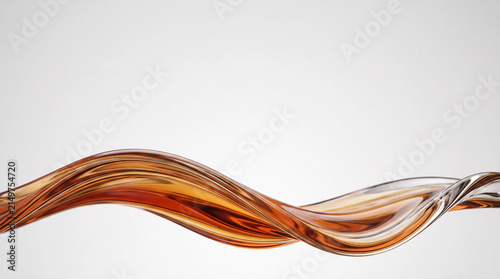 Minimal Abstract Amber Glass Wave on White Background