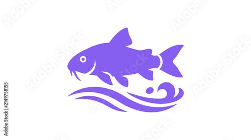 Jumping fish leaping over water waves illustration.