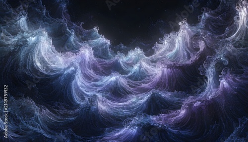 Swirling abstract waves of blue and purple light pattern