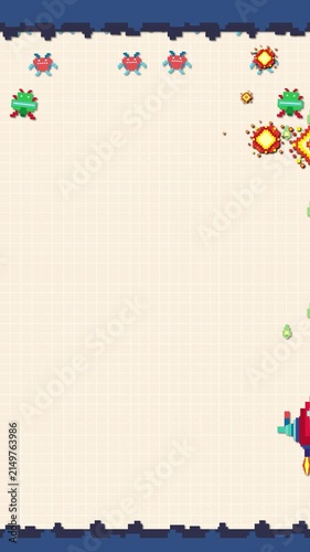 Retro Vertical Pixel Art Space Shooter Game Animation Background