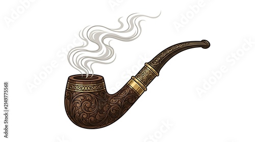 Ornate carved tobacco pipe with intricate floral patterns