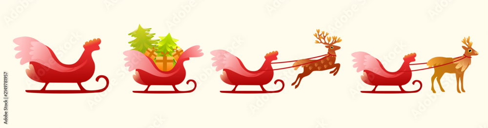 Obraz premium santa claus flying on his magical christmas reindeer sleigh