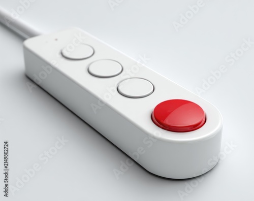 White control panel with a red button