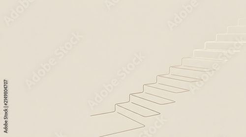 Minimalist staircase leading upwards in thin line drawing.