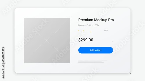 Minimalist Digital Product Interface Card Design Featuring Price Display and Purchase Button for Web E-commerce UI Layout