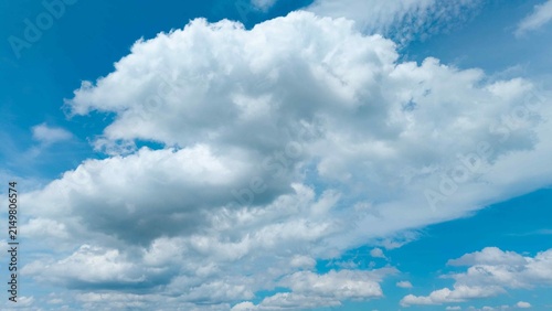 Photography July blue sky and clouds photographed by drone near a highway rest area in rural