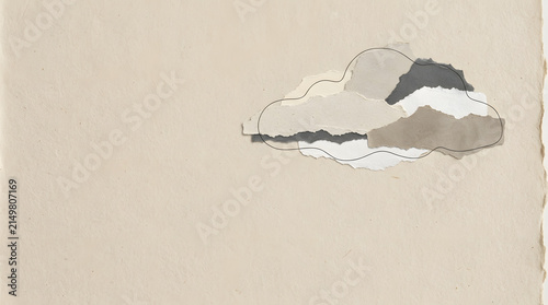 Abstract layered cloud shapes in neutral beige tones.