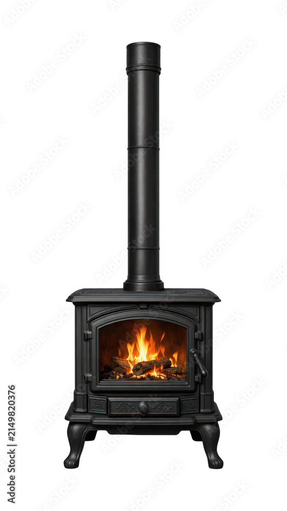 Obraz premium PNG Vintage black cast iron stove