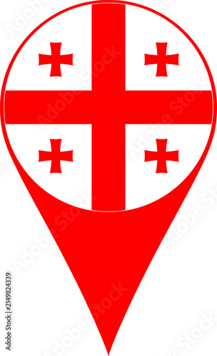 Georgia Flag Location Pin Map Marker Georgian Destination GPS Vector Icon