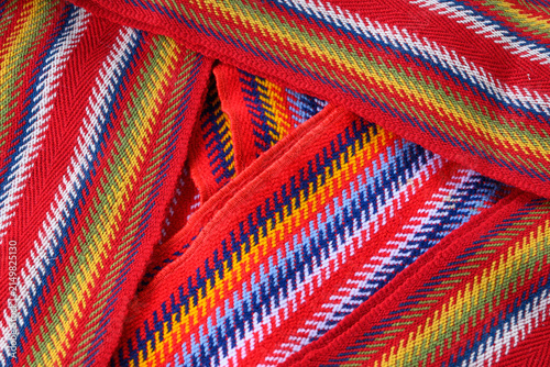 Close-up herringbone weave pattern woven sash