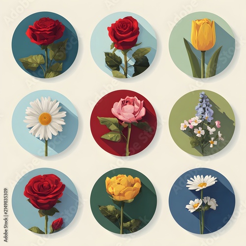 set of flower icons