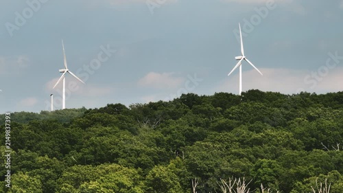Aerial view of windmills in rural Pennsylvania