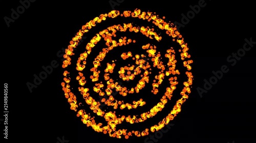 Puzzle shape with cartoon fire particles effect on plain black background