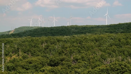 Aerial view of windmills in rural Pennsylvania