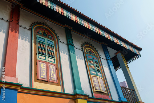 Colorful windows of Tan Teng Niah House in Little India, Singapore