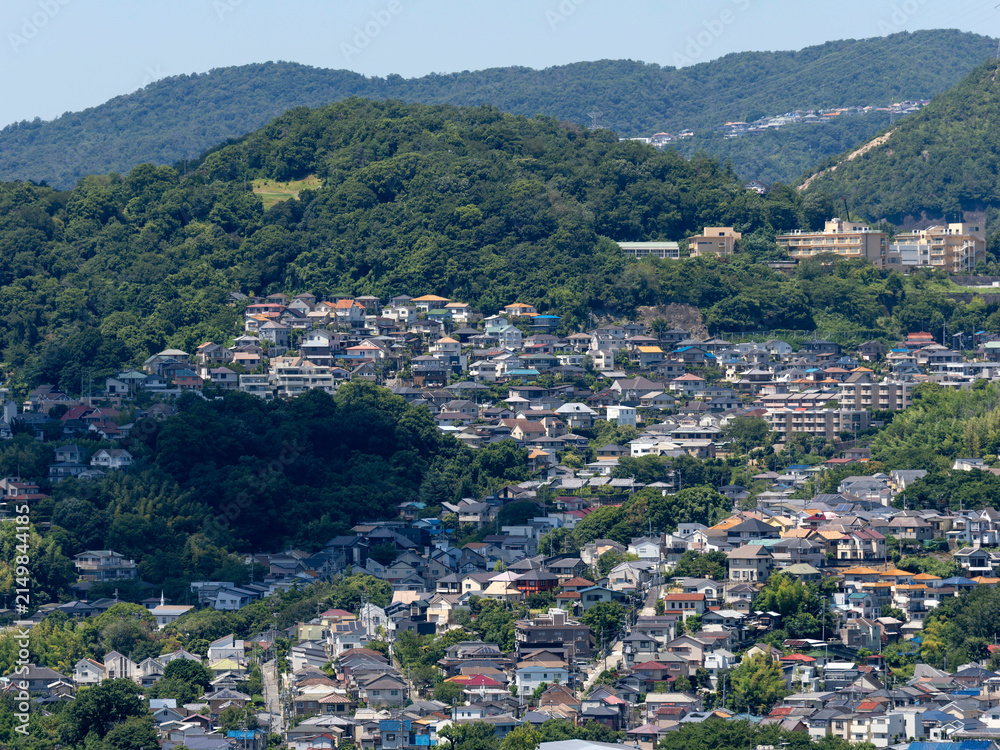 Fototapeta premium 斜面に広がる住宅密集地