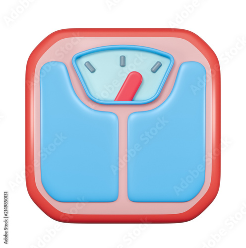 Body weight scale minimal 3D render. Weight Measurement and Health Monitoring object icon, symbol isolated