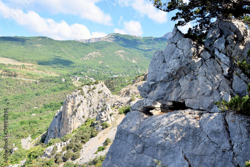 Mountain landscape. A road in a mountain range.