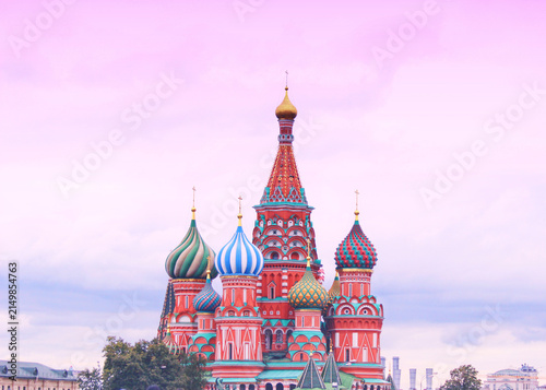Canvas Print Saint Basil's Cathedral Moscow - Colorful Onion Domes at Sunset