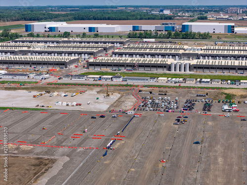 Aerial overhead view of mega AI Data Center Construction Site