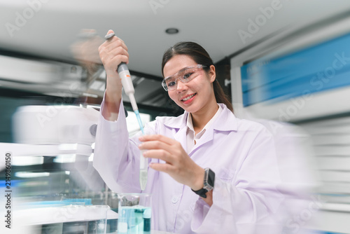 Laboratory breakthrough medical scientist innovates biotechnology techniques in modern research environment