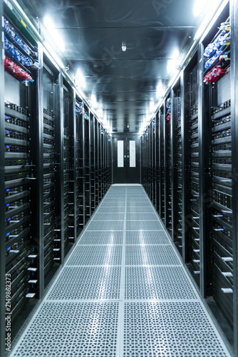 Принти на полотні Server racks in modern data center corridor