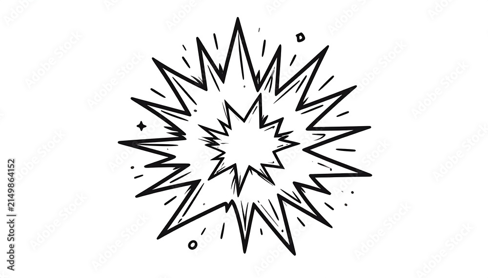 Fototapeta premium Comic Explosion Burst Doodle Cartoon Flat Graphic Element for Pop Art and Comic Design