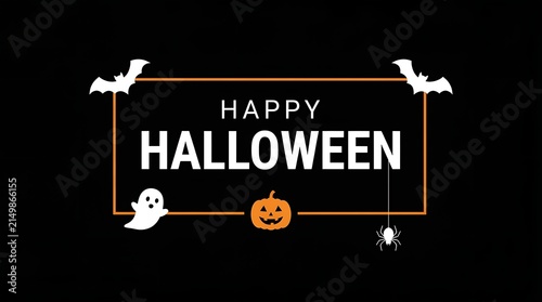 Happy halloween greeting card design with spooky icons