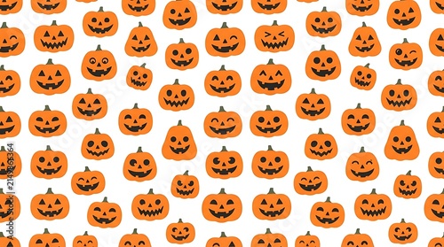 Seamless pattern with cute halloween jackolanterns
