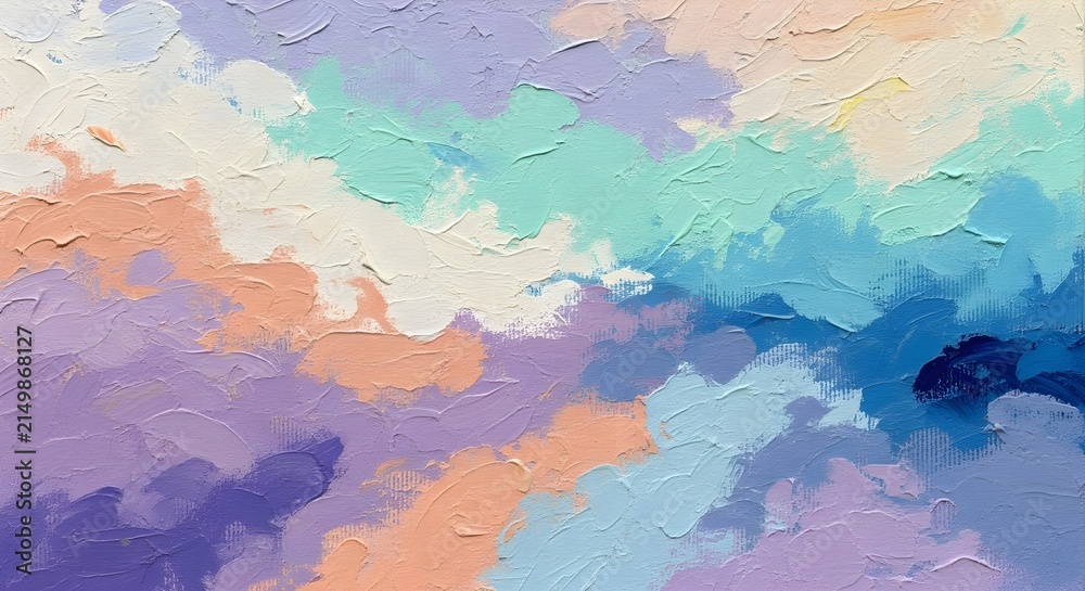 Fototapeta premium Abstract Pastel Oil Painting Impasto Texture Background with Thick Brush Strokes in Soft Colors