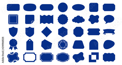 фотографія A collection of various blue vector labe badges shapes for professional graphic