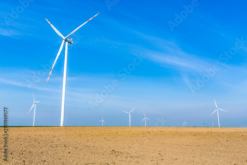 Nice view of the windmill fields in Wielowiec in Poland.