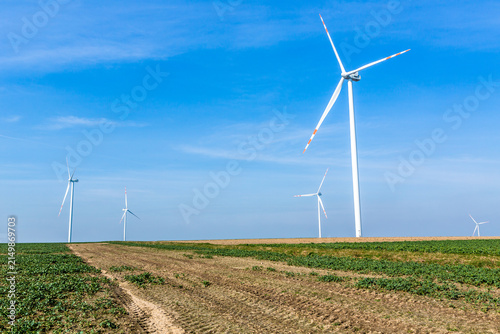 Nice view of the windmill fields in Wielowiec in Poland.