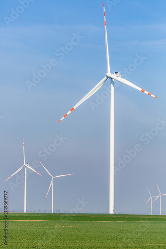 Nice view of the windmill fields in Wielowiec in Poland.