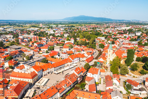 Panorama of main square and center of city of Samobor, northern Croatia